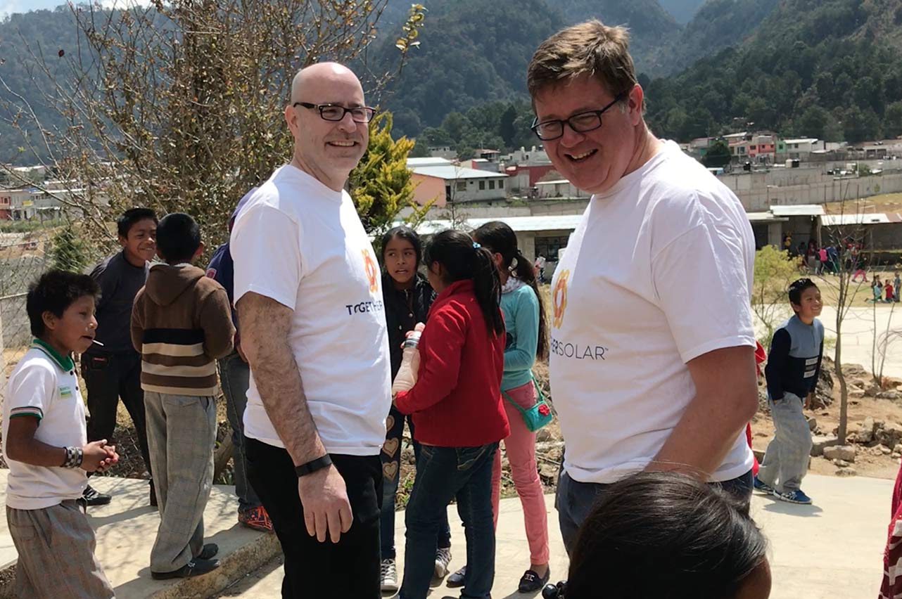 Together Solar founders Paul Keene and Hugh Scott interacting with the students in San Cristobal de las Casas